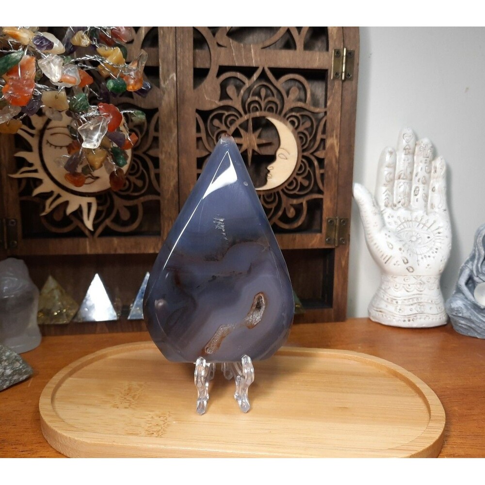 Carved Orca Agate Crystal Flame Free-form